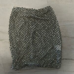 Oh Polly Silver Embellished Mini Skirt
